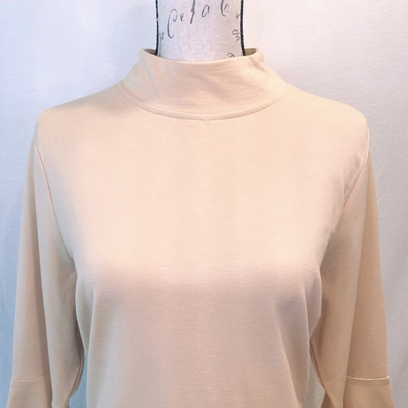 Venus Neutral Color Mock Neck Flair Sleeve Dress - Picture 5 of 13